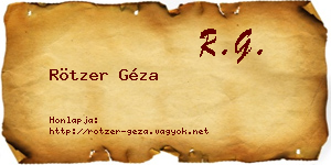 Rötzer Géza névjegykártya